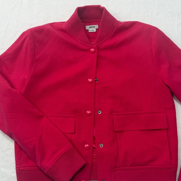 Jason Wu Jackets & Blazers - Jason Wu Womens Pink Snap Front Ribbed Bomber Jacket WJ7693-650-6PA Size‎ S